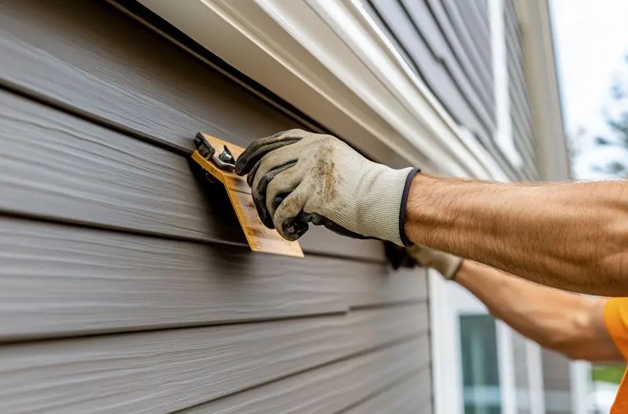 Siding replacement work on a home exterior in the Akron & Cleveland area